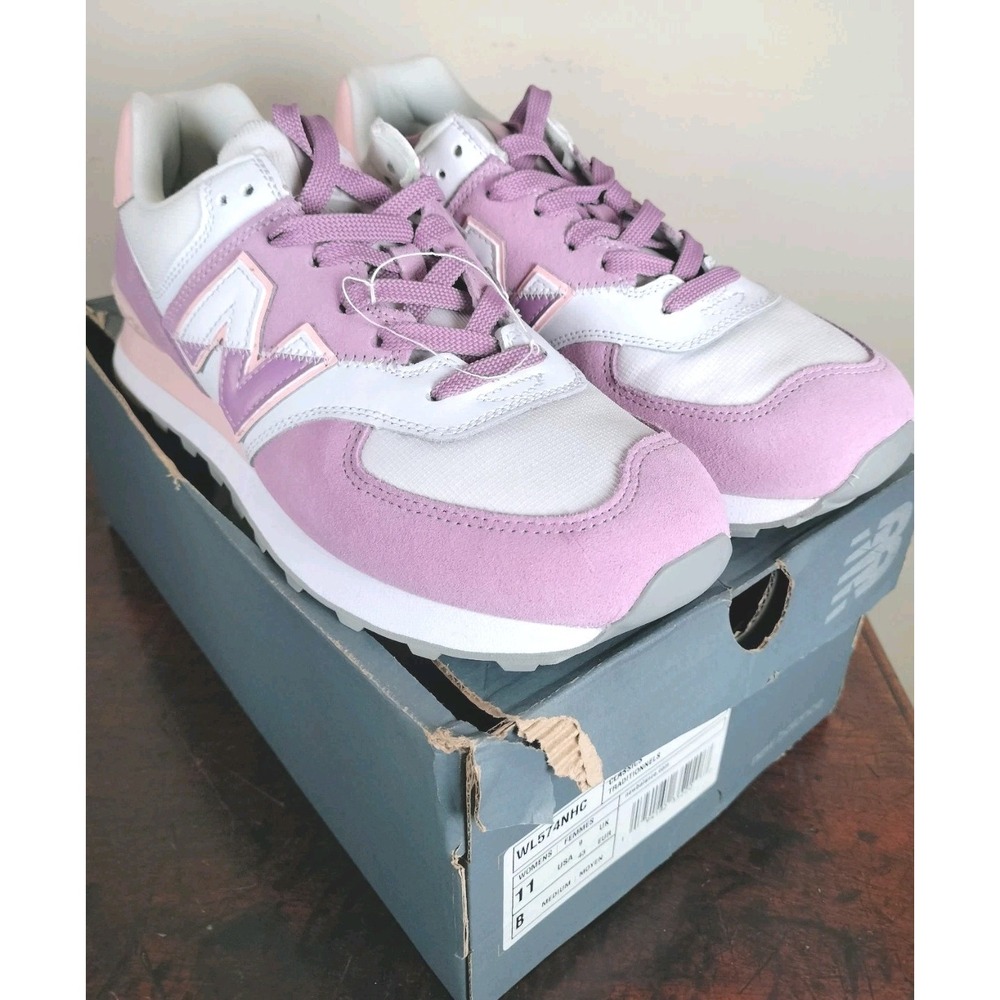 New Balance 574 Pink Purple White Women's Size 11 Sneakers Shoes WL574NHC New
